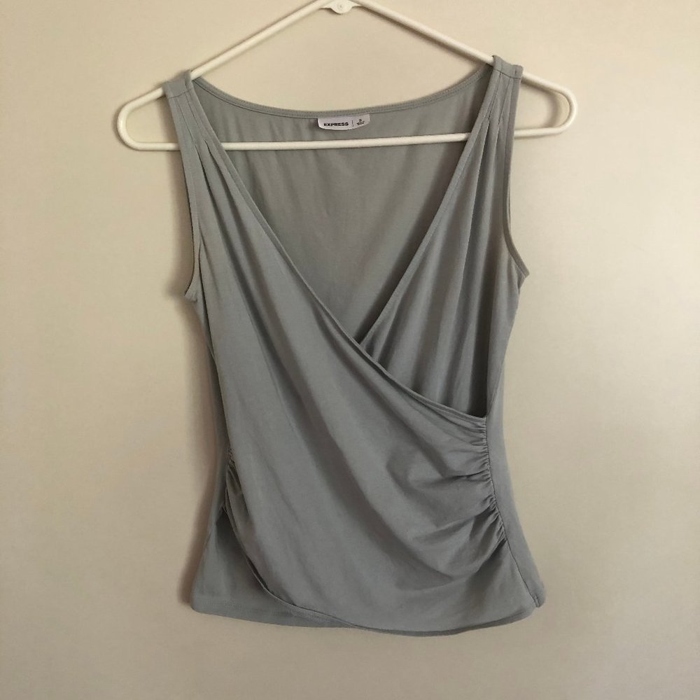 Express Blue Wrap Top